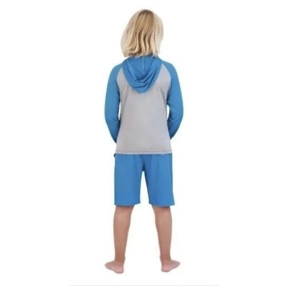 Dakine 2-Piece Set Boy's Swimsuit Rash Guard Top And Shorts; Blue L-14/16 NWT - Picture 2 of 12